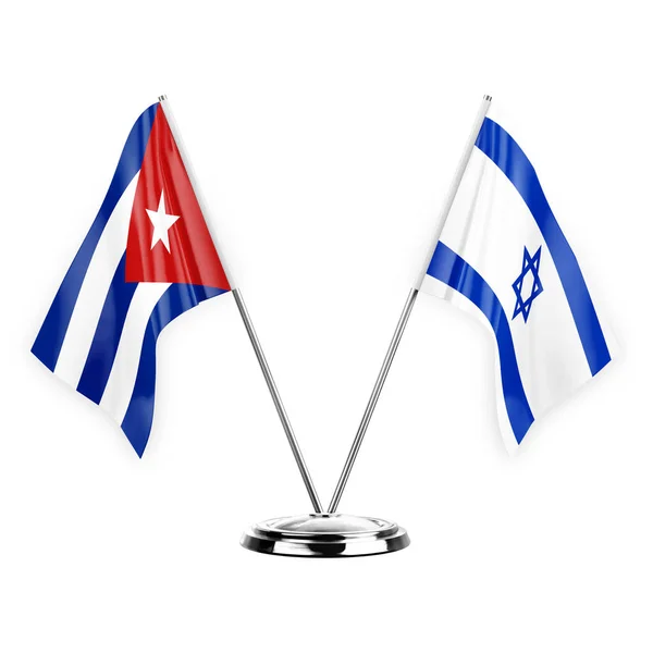Two Table Flags Isolated White Background Illustration Cuba Israel — Stockfoto