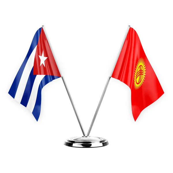 Two Table Flags Isolated White Background Illustration Cuba Kyrgyzstan — Stockfoto