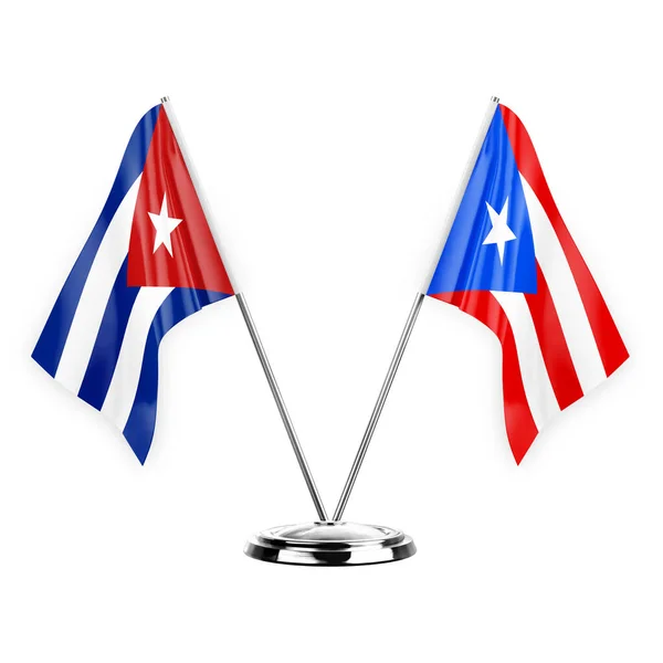 Two Table Flags Isolated White Background Illustration Cuba Puerto Rico — ストック写真