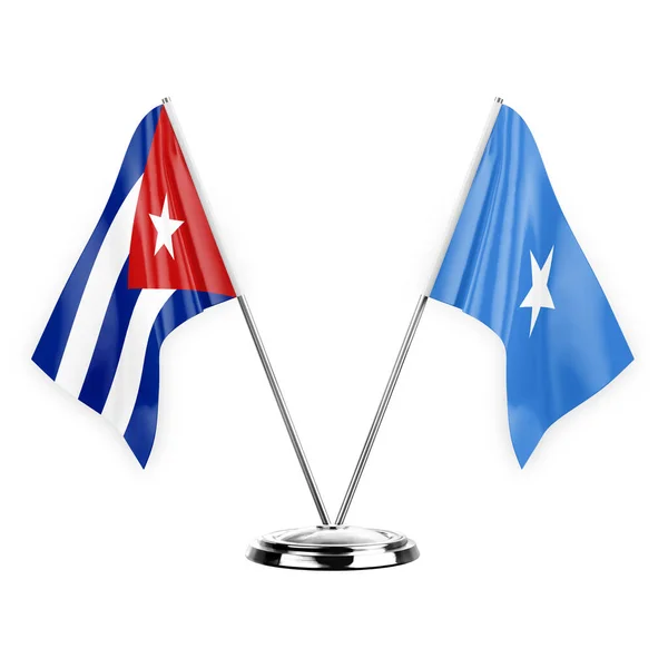 Two Table Flags Isolated White Background Illustration Cuba Somalia — Stock Fotó