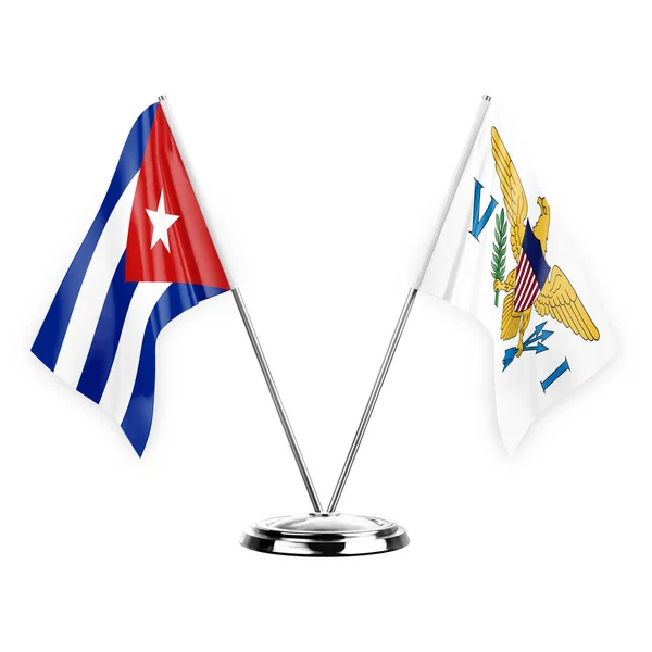 Two Table Flags Isolated White Background Illustration Cuba Virgin Islands — Stockfoto