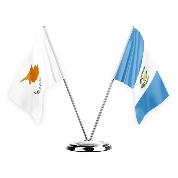Two Table Flags Isolated White Background Illustration Cyprus Guatemala — Stockfoto