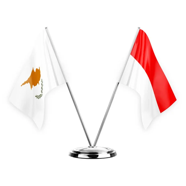 Δύο Σημαίες Πίνακα Απομονώνονται Λευκό Φόντο Εικόνα Κύπρος Και Ινδονησία — Φωτογραφία Αρχείου