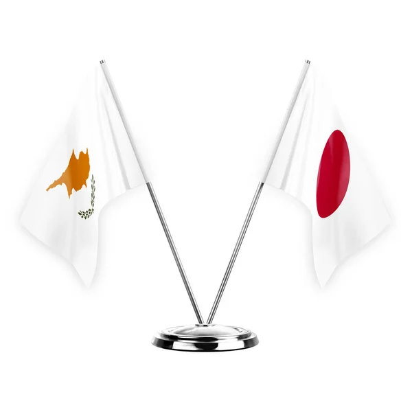 Two Table Flags Isolated White Background Illustration Cyprus Japan — Stok fotoğraf