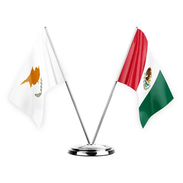 Two Table Flags Isolated White Background Illustration Cyprus Mexico — Photo