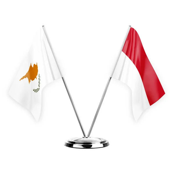 Два Столові Прапори Ізольовані Білому Тлі Ілюстрація Кіпр Монако — стокове фото