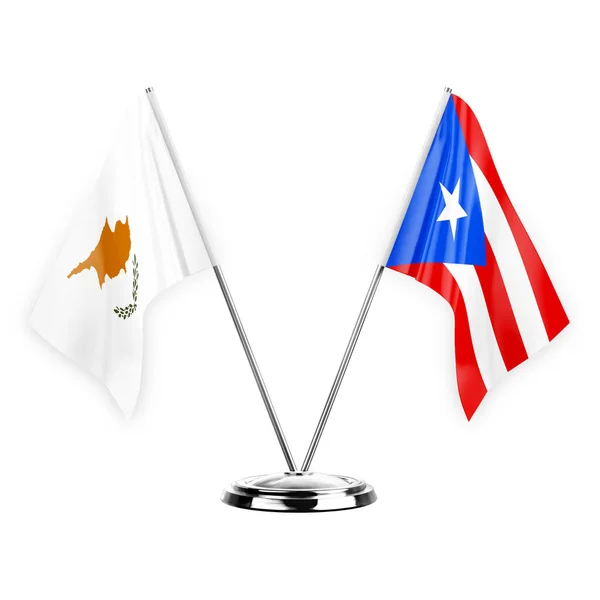 Two Table Flags Isolated White Background Illustration Cyprus Puerto Rico — Stockfoto