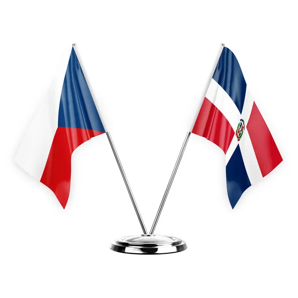 Two Table Flags Isolated White Background Illustration Czechia Dominican Republic — Fotografia de Stock