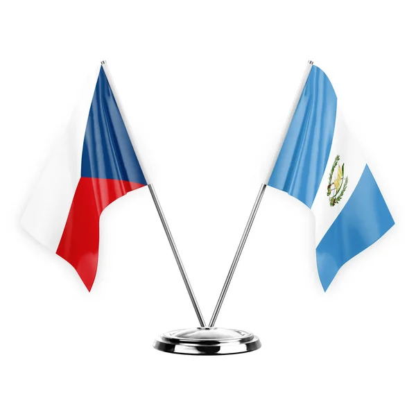 Two Table Flags Isolated White Background Illustration Czechia Guatemala — Fotografia de Stock