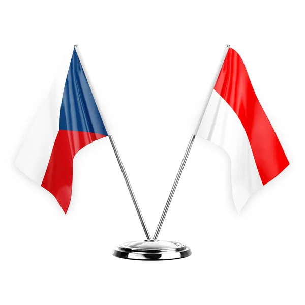 Two Table Flags Isolated White Background Illustration Czechia Indonesia — Stock Photo, Image