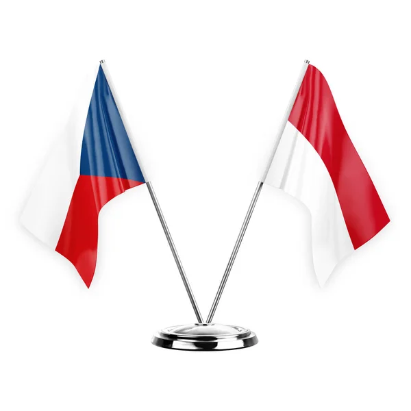 Two Table Flags Isolated White Background Illustration Czechia Monaco — Stock Photo, Image