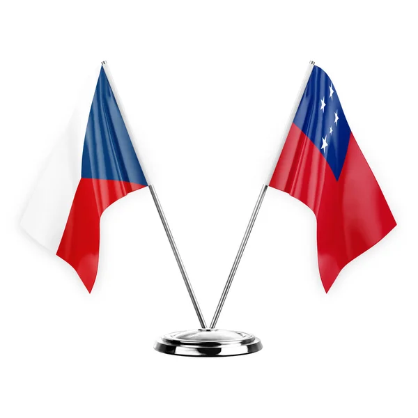 Two Table Flags Isolated White Background Illustration Czechia Samoa — Stockfoto