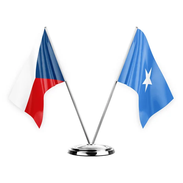 Two Table Flags Isolated White Background Illustration Czechia Somalia — Stockfoto