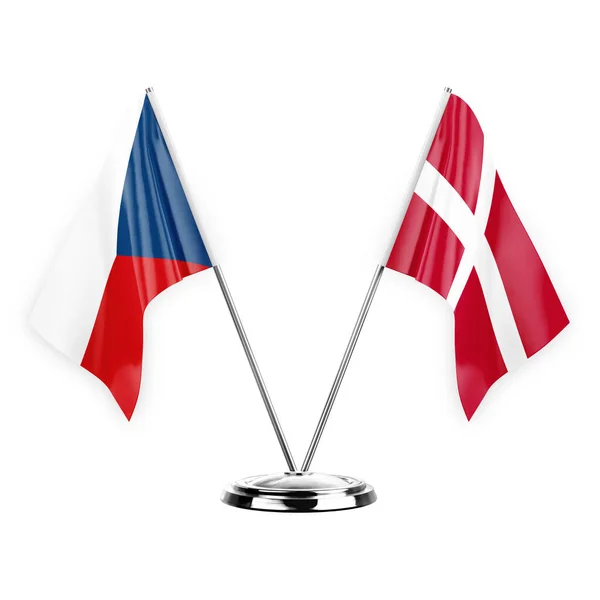 Two Table Flags Isolated White Background Illustration Czechia Denmark — Stock fotografie