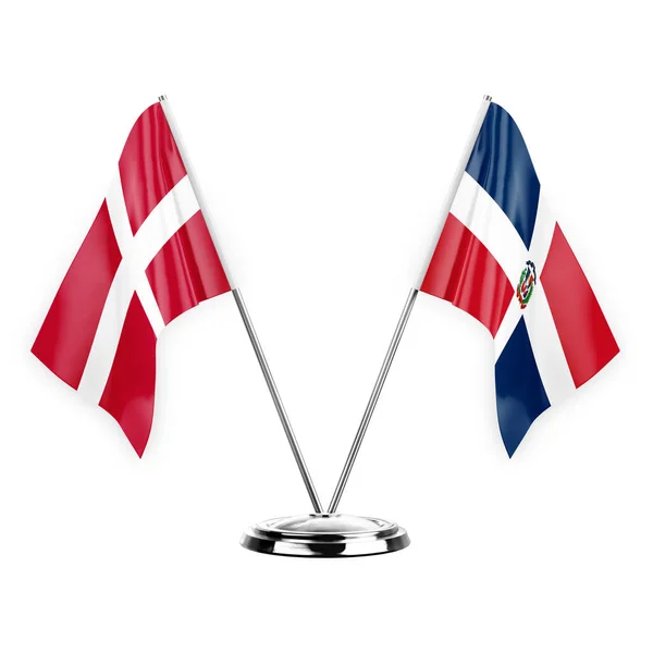 白の背景に隔離された2つの表の旗3Dイラスト デンマークとドミニカ共和国 — ストック写真