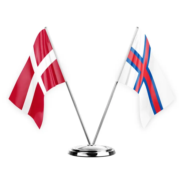 Two Table Flags Isolated White Background Illustration Denmark Faroe Islands — ストック写真