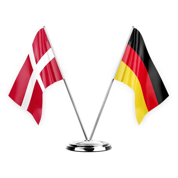 Two Table Flags Isolated White Background Illustration Denmark Germany — Stock fotografie