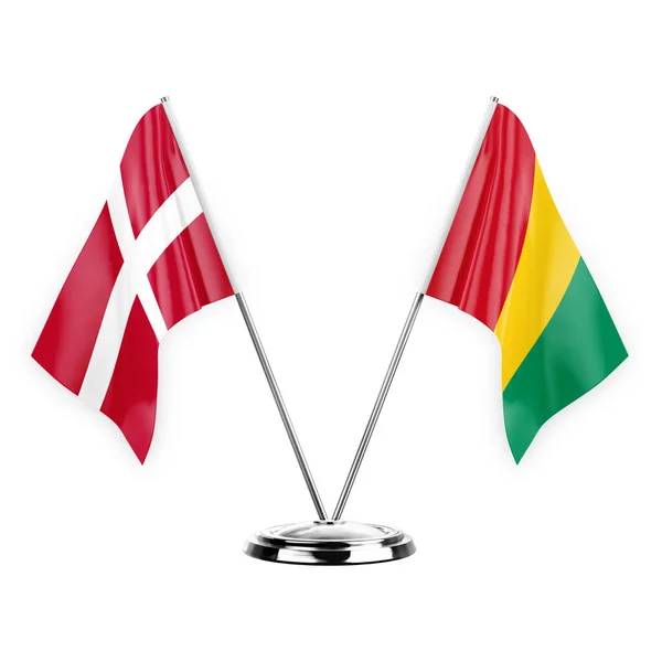 Two Table Flags Isolated White Background Illustration Denmark Guinea — Stock fotografie