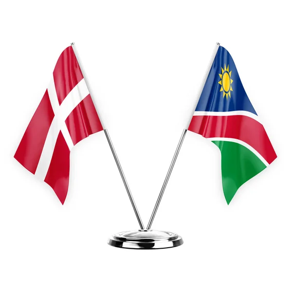 Two Table Flags Isolated White Background Illustration Denmark Namibia — Stock fotografie