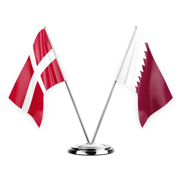 배경에 테이블 플래그 일러스트 Denmark Qatar — 스톡 사진