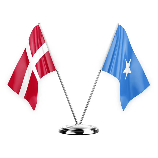 Two Table Flags Isolated White Background Illustration Denmark Somalia — ストック写真