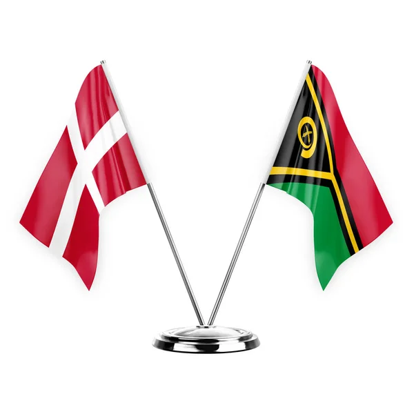 Two Table Flags Isolated White Background Illustration Denmark Vanuatu — ストック写真