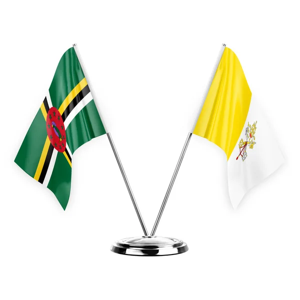 Two Table Flags Isolated White Background Illustration Dominica Holy See — 图库照片