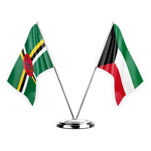 Δύο Σημαίες Πίνακα Απομονώνονται Λευκό Φόντο Εικονογράφηση Dominica Και Kuwait — Φωτογραφία Αρχείου