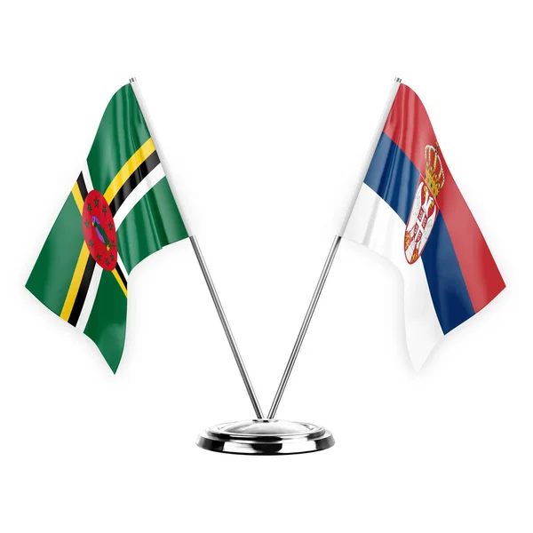 Δύο Σημαίες Πίνακα Απομονώνονται Λευκό Φόντο Εικονογράφηση Dominica Και Σερβία — Φωτογραφία Αρχείου