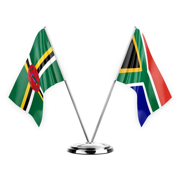 Two Table Flags Isolated White Background Illustration Dominica South Africa — Stockfoto