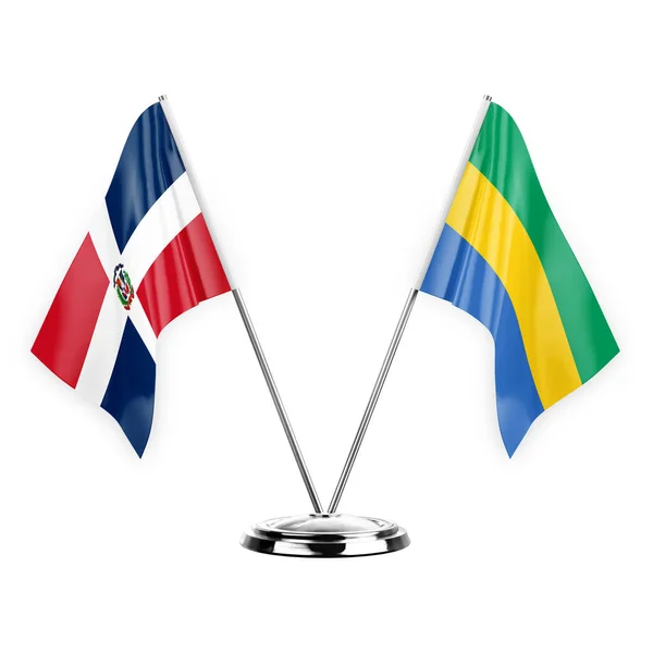 Two Table Flags Isolated White Background Illustration Dominican Republic Gabon — Stok fotoğraf