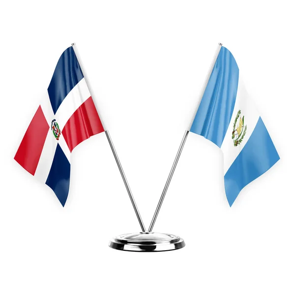 Two Table Flags Isolated White Background Illustration Dominican Republic Guatemala — Stockfoto