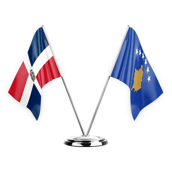 Two Table Flags Isolated White Background Illustration Dominican Republic Kosovo — Stockfoto