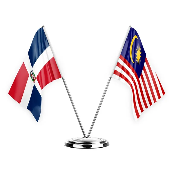 Two Table Flags Isolated White Background Illustration Dominican Republic Malaysia — Stockfoto