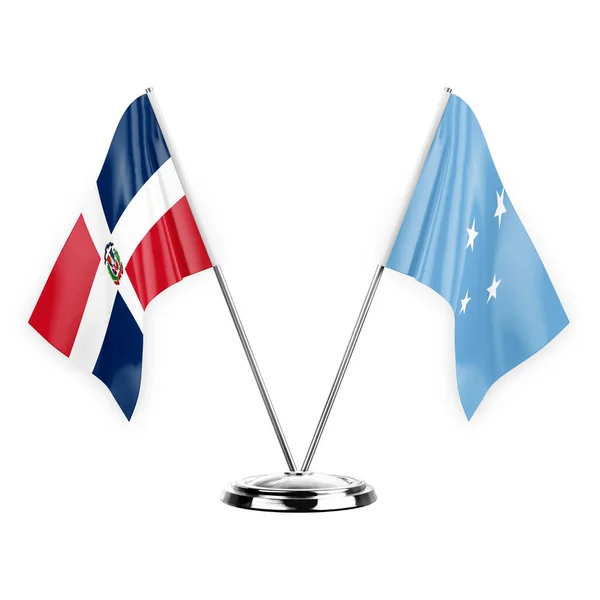 Two Table Flags Isolated White Background Illustration Dominican Republic Micronesia — Stockfoto