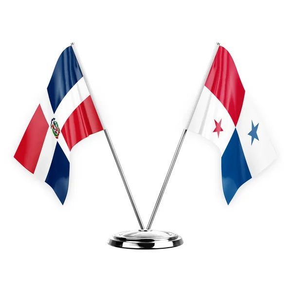 Two Table Flags Isolated White Background Illustration Dominican Republic Panama — Stockfoto