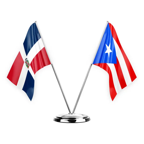 Two Table Flags Isolated White Background Illustration Dominican Republic Puerto — Stockfoto