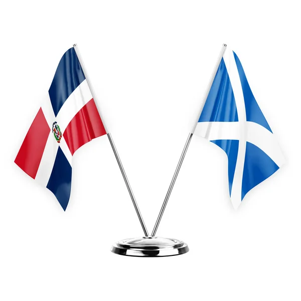 Two Table Flags Isolated White Background Illustration Dominican Republic Scotland — ストック写真
