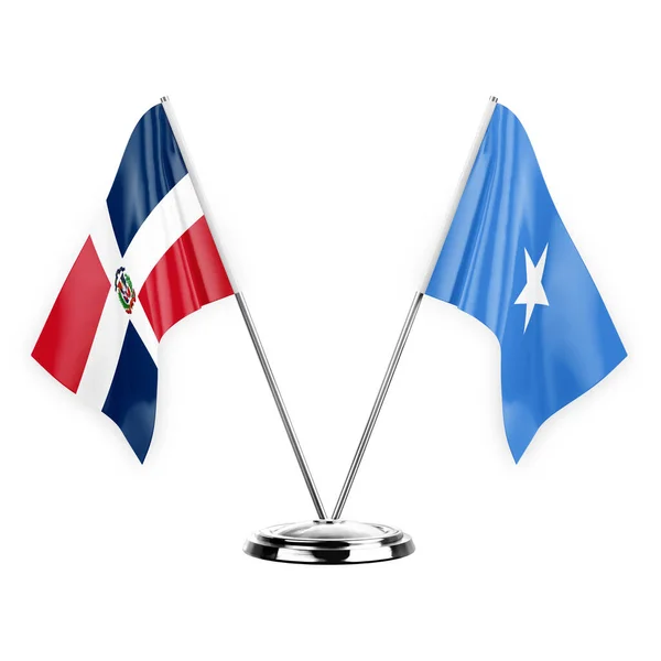 Two Table Flags Isolated White Background Illustration Dominican Republic Somalia — Stockfoto