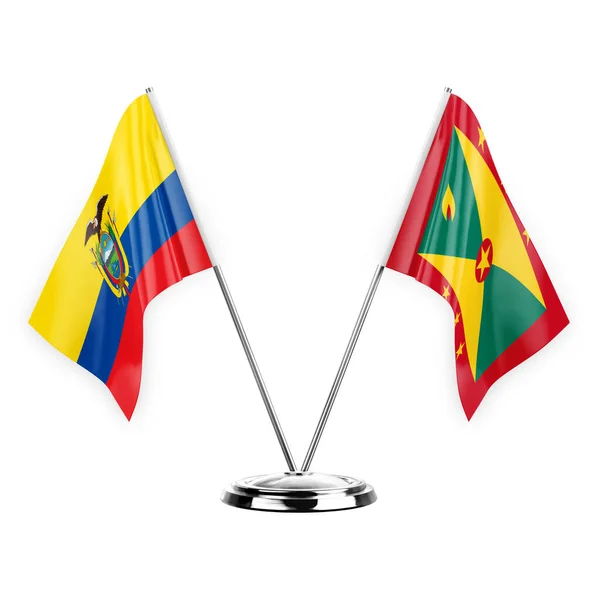 Two Table Flags Isolated White Background Illustration Ecuador Grenada — Stock Photo, Image