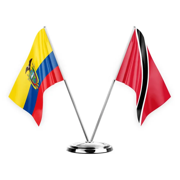 Two Table Flags Isolated White Background Illustration Ecuador Tobago — Zdjęcie stockowe