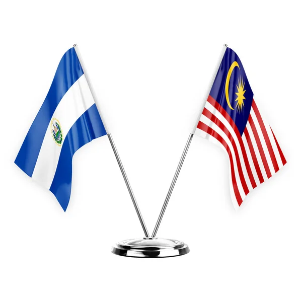 Two Table Flags Isolated White Background Illustration Salvador Malaysia — Stockfoto