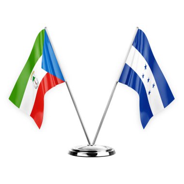 Two table flags isolated on white background 3d illustration, equatorial guinea and honduras