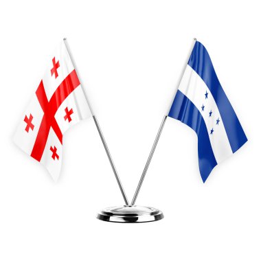 Two table flags isolated on white background 3d illustration, georgia and honduras