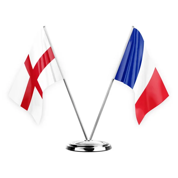 Two Table Flags Isolated White Background Illustration England France — Stockfoto