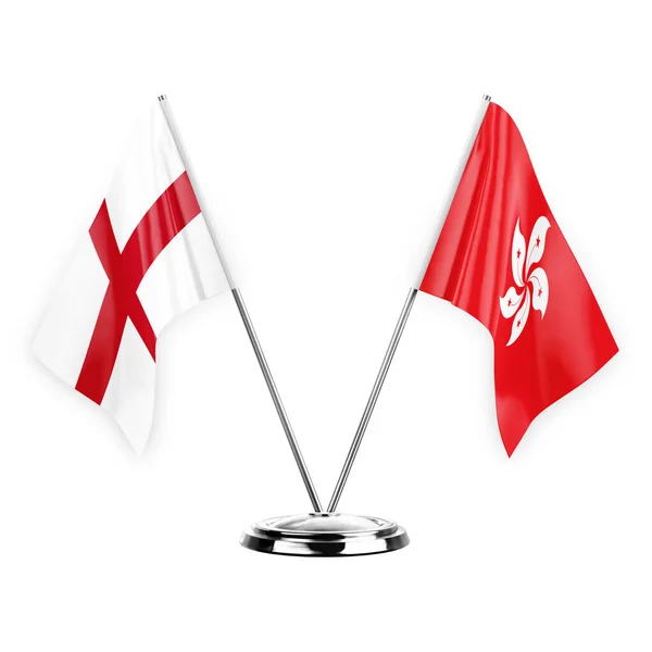 Two Table Flags Isolated White Background Illustration England Hong Kong — Fotografia de Stock