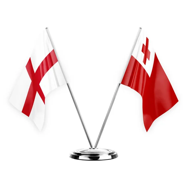 Two Table Flags Isolated White Background Illustration England Tonga — Stockfoto