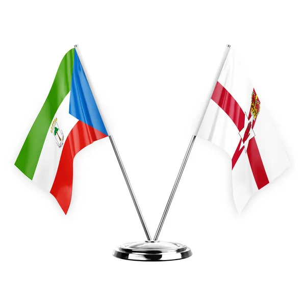 Two Table Flags Isolated White Background Illustration Equatorial Guinea Ireland — Zdjęcie stockowe