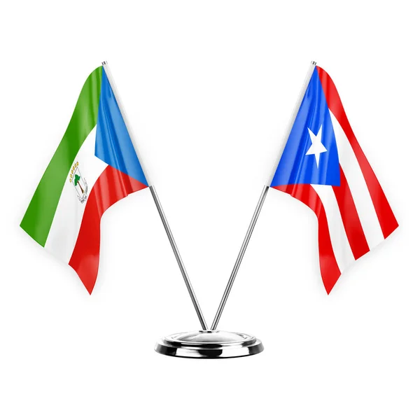 Two Table Flags Isolated White Background Illustration Equatorial Guinea Puerto — Stockfoto