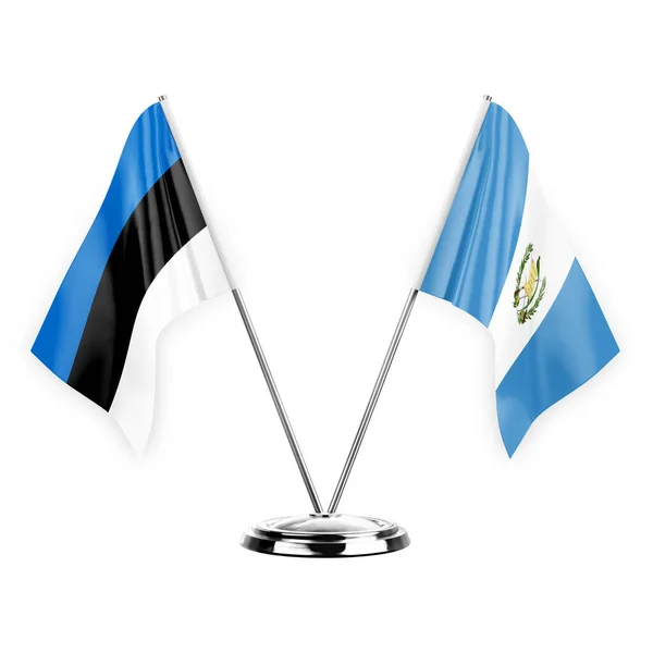 Two Table Flags Isolated White Background Illustration Estonia Guatemala — Stok fotoğraf